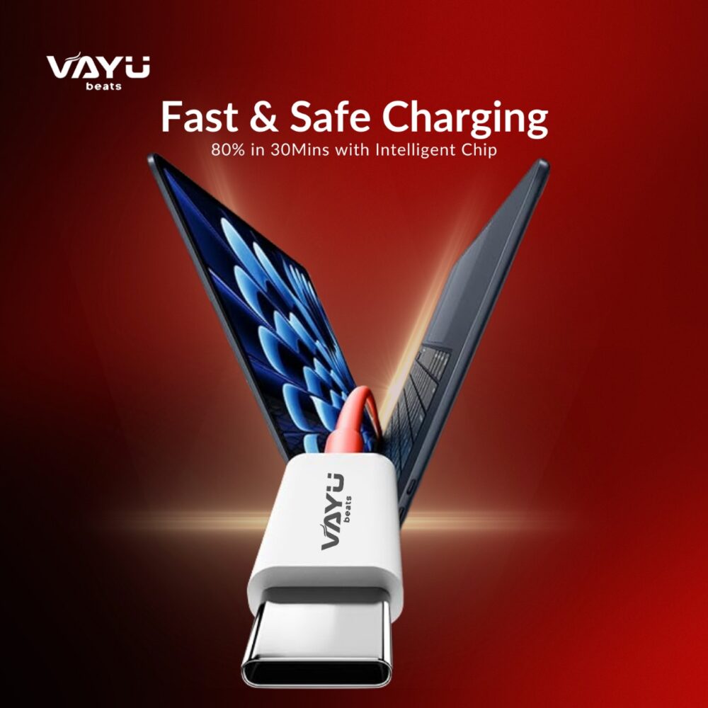 VAYU BEATS Type C 1 m C Cable  (Compatible with oppo, realme, narzo, oneplus, samsung, motorola, mi, poco, IQOO, REDMI, NOTHING, INFINIX, Iphone, Red, One Cable) - Image 5