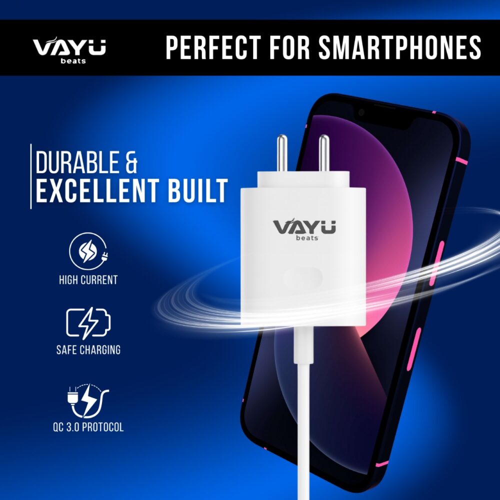 VAYU BEATS MEGAPOWER S1071 Fast Charging Adapter with Type-C Port | Compact & Durable Wall Charger | High-Speed Power Delivery for Smartphones, Tablets & Other USB-C Devices, 20 w - Image 2
