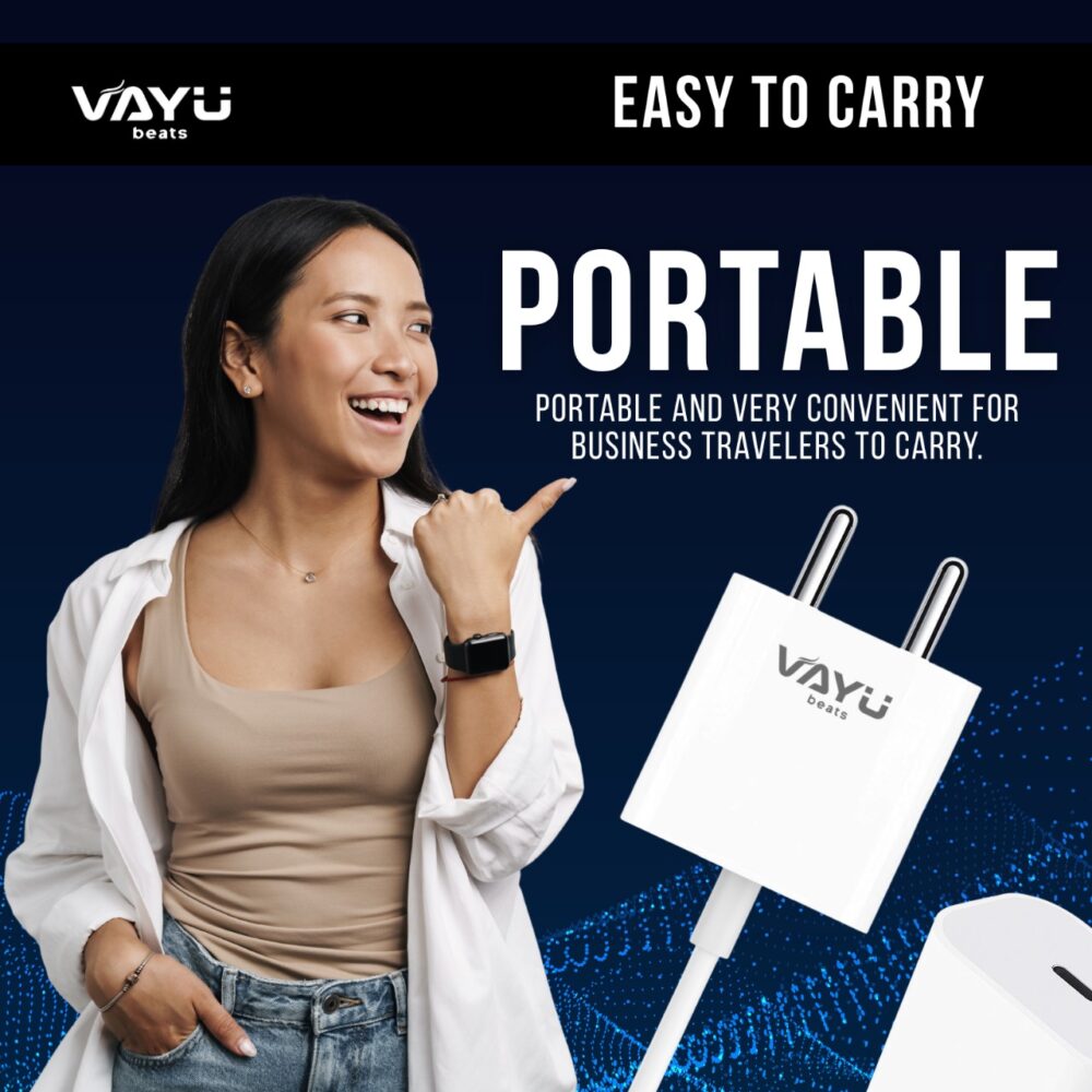VAYU BEATS ElectroBoost 25W Type-C Fast Charger | Lightweight Travel-Friendly Design | Over Temperature Protection | Wireless Compatible | Durable & Compact Adapter – White - Image 7