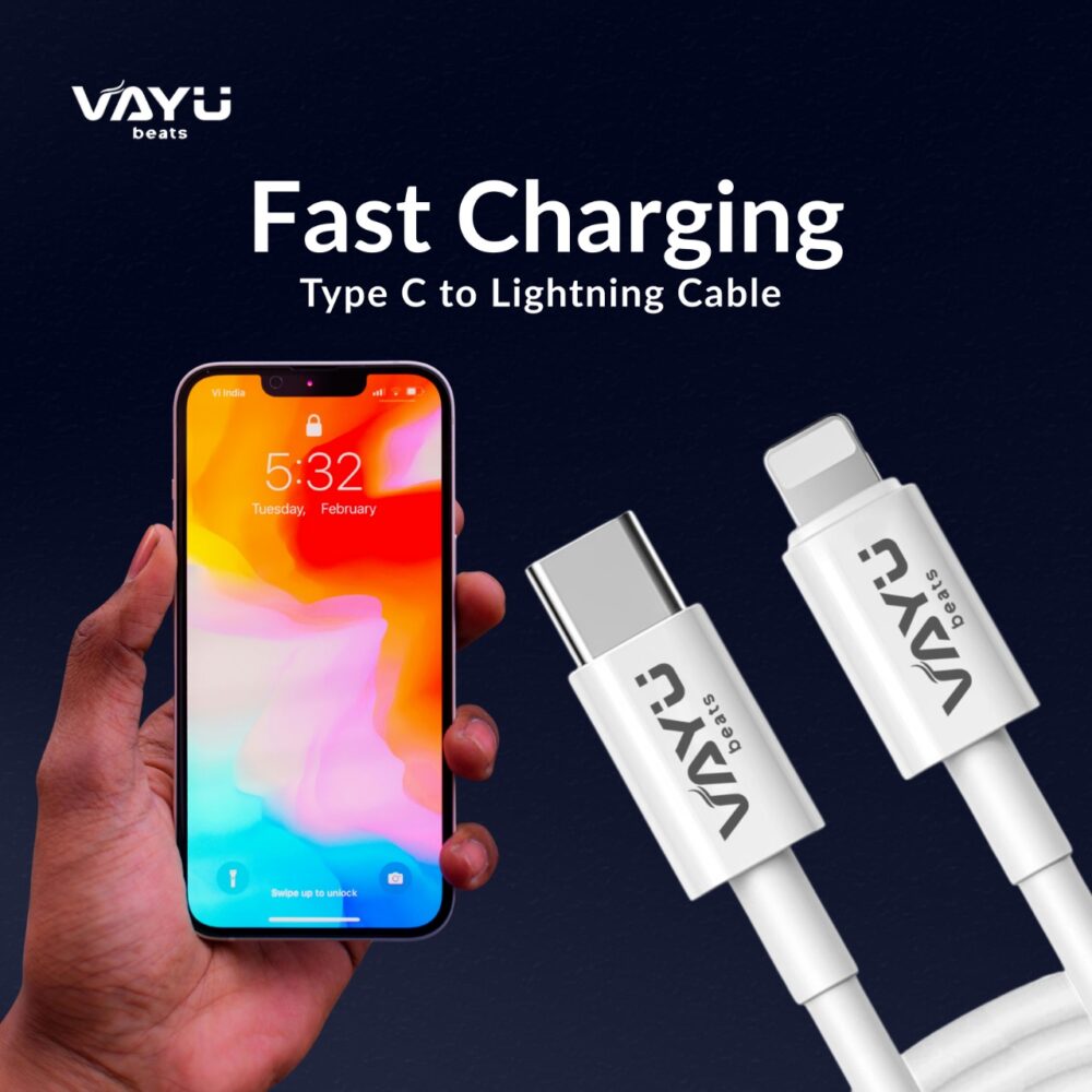 VAYU BEATS C-L 27W USB-C to Lightning Fast Charging Cable | 27W PD Original Charger Cord for iPhone 8/10/11/12/13/14 Series, iPad | USB-C Power Delivery 20W Charger Compatible | (2, C to L) - Image 4